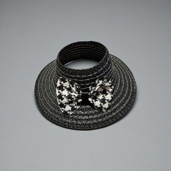 Unbranded Other - 🎁🎁Labubu Houndstooth Bow Straw Hat Black and White - Brand New🎁🎁